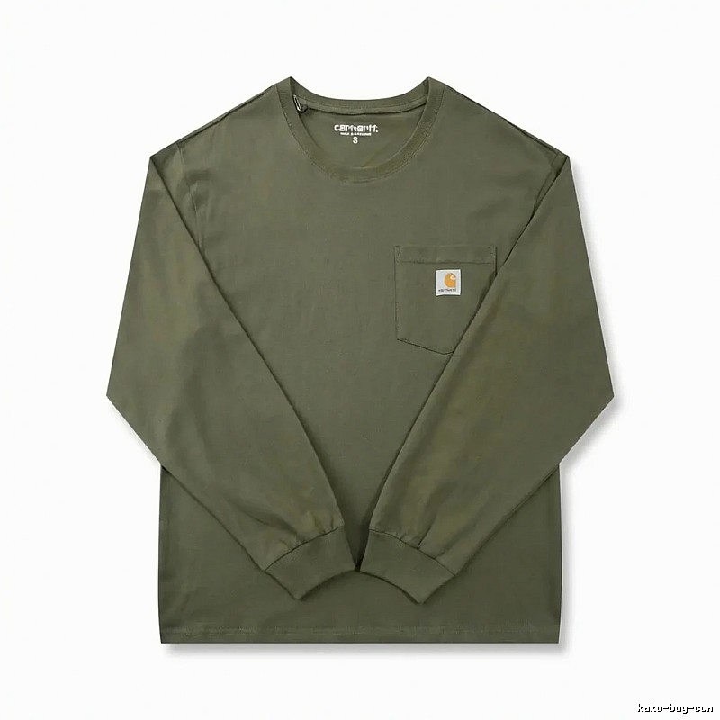 Carhartt workwear style olive green long-sleeve