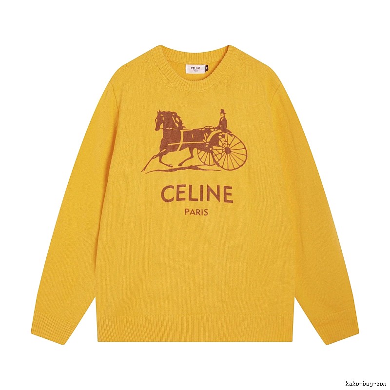 CELINE Yellow Logo Knit Sweater for Travel Packing