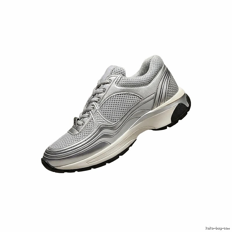 Chanel silver sporty running shoes
