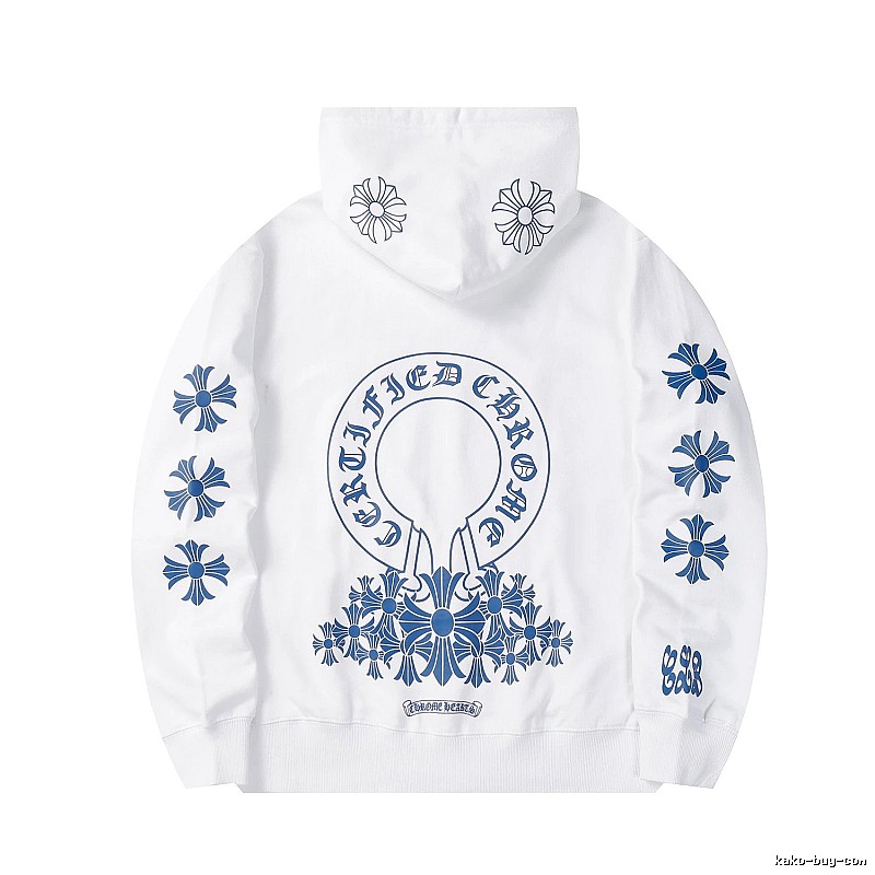Chrome Hearts 2088-82 White Cross Graphic Hoodie Relaxed Styling