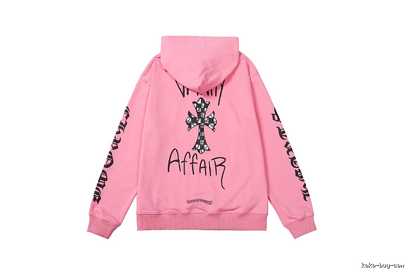 Chrome Hearts 2088-91 Pink Red Cross Graphic Hoodie Campus Look