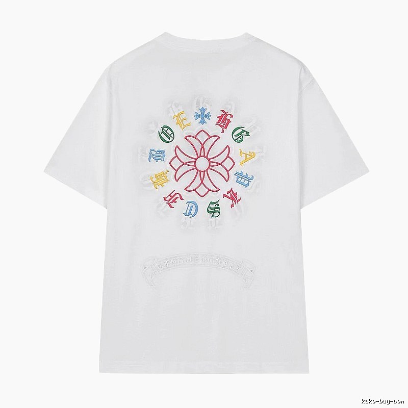 Chrome Hearts Colorful Embroidered Street Style White T-Shirt