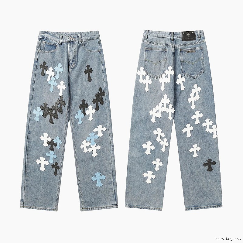 Chrome Hearts Compact Graphic jeans Light Denim Jeans for Sport-Inspired Styling