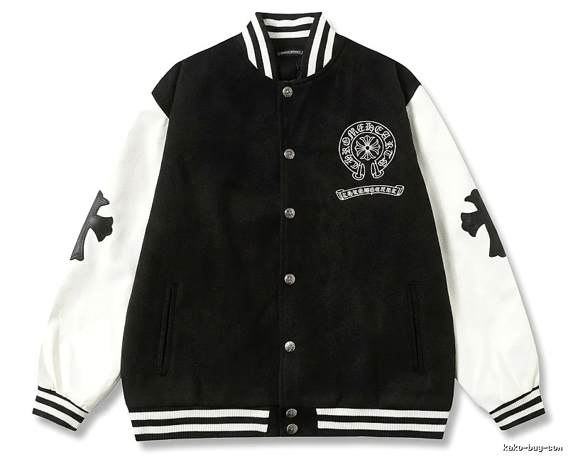 Chrome Hearts Cross Black and White Baseball Jacket