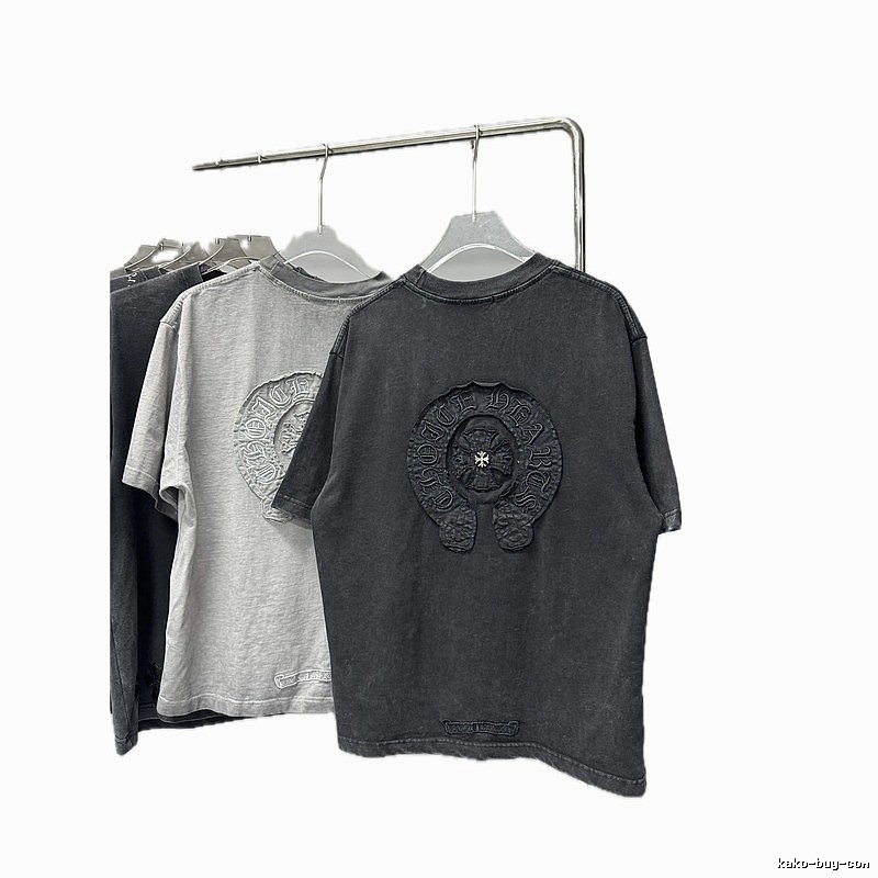 Chrome Hearts Cross-Embroidered Vintage Style Black T-Shirt