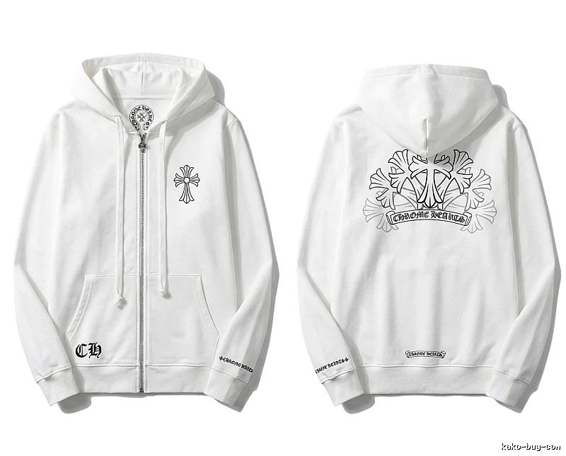 Chrome Hearts Cross Trendy and Cool Style White Sweatshirt