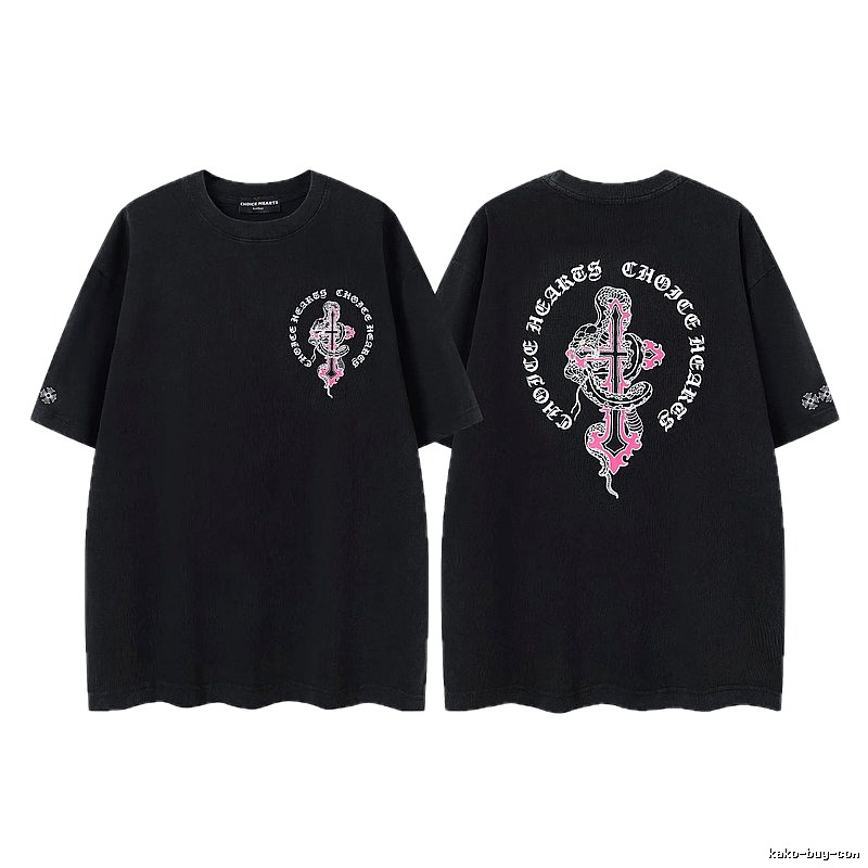 Chrome Hearts Gothic Style Snake & Cross Black Short-Sleeve T-Shirt