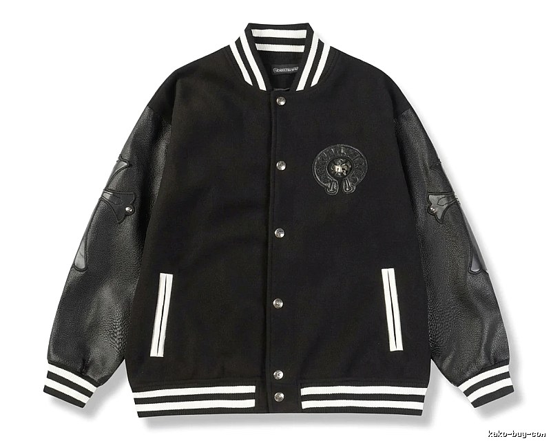 Chrome Hearts retro-style black baseball uniform.