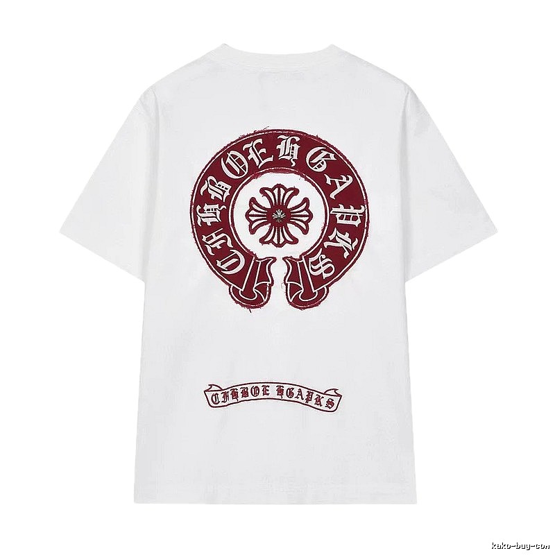 Chrome Hearts Vintage Style White T-shirt with Horseshoe Embroidery