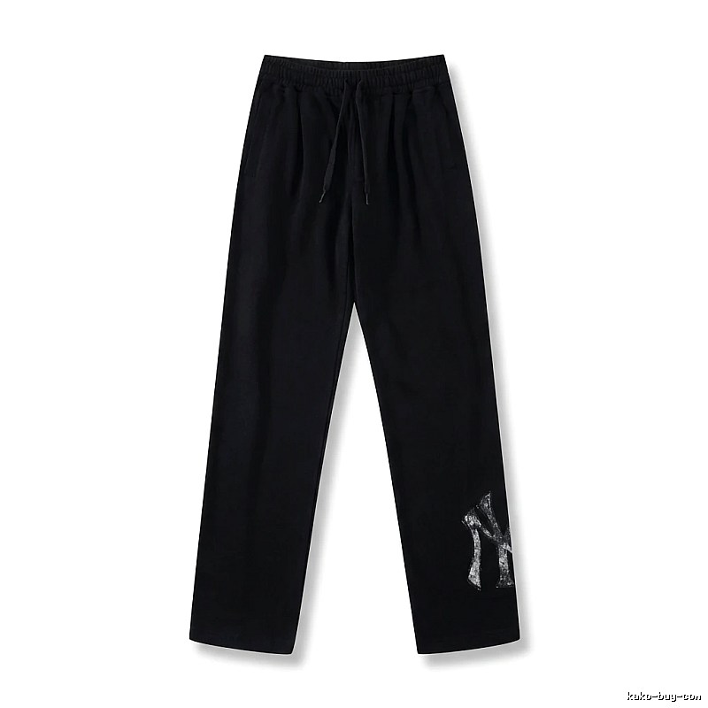 Classic trendy brand black trousers of MLB