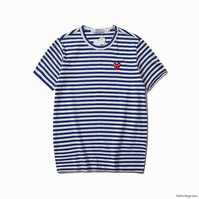 Comme des Garcons PLAY 2021-94 Blue Style 2194 Heart Logo T-Shirt Modern Fit