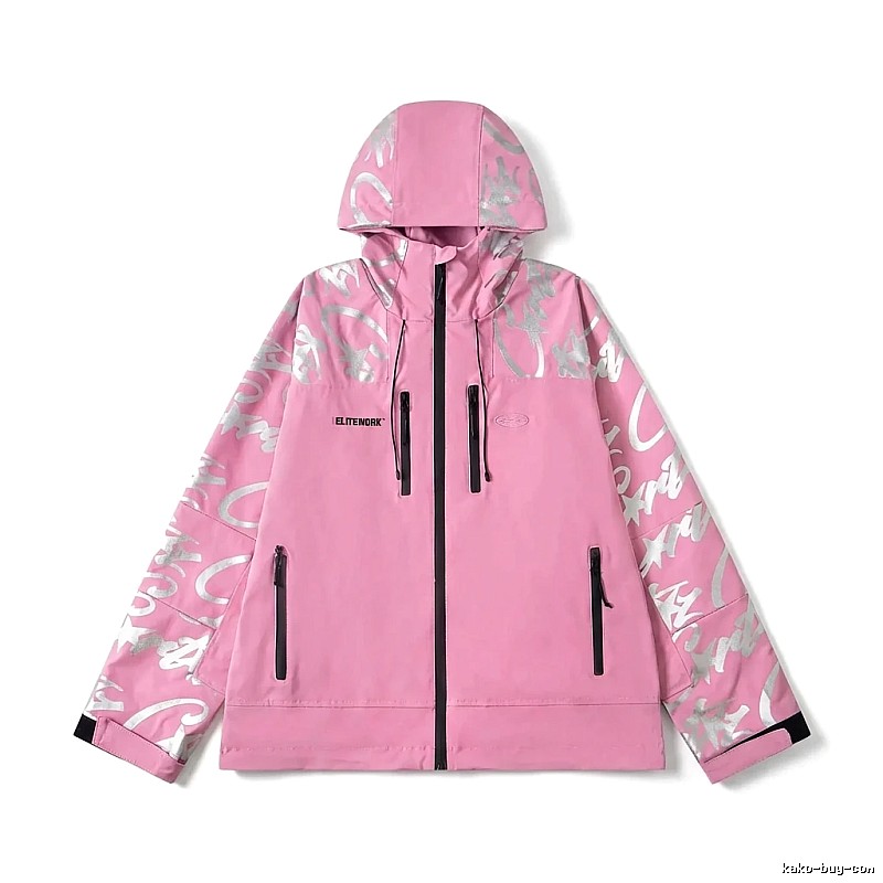 Corteiz Printed Trendy Pink Coat
