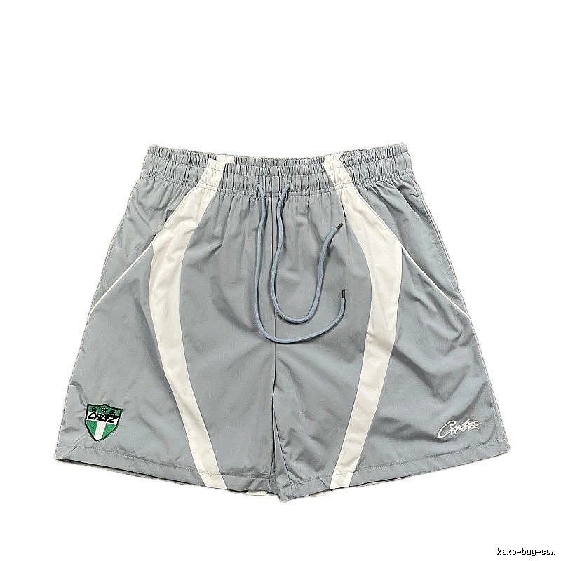 Corteiz Shield Logo Street Style Light Gray Athletic Shorts
