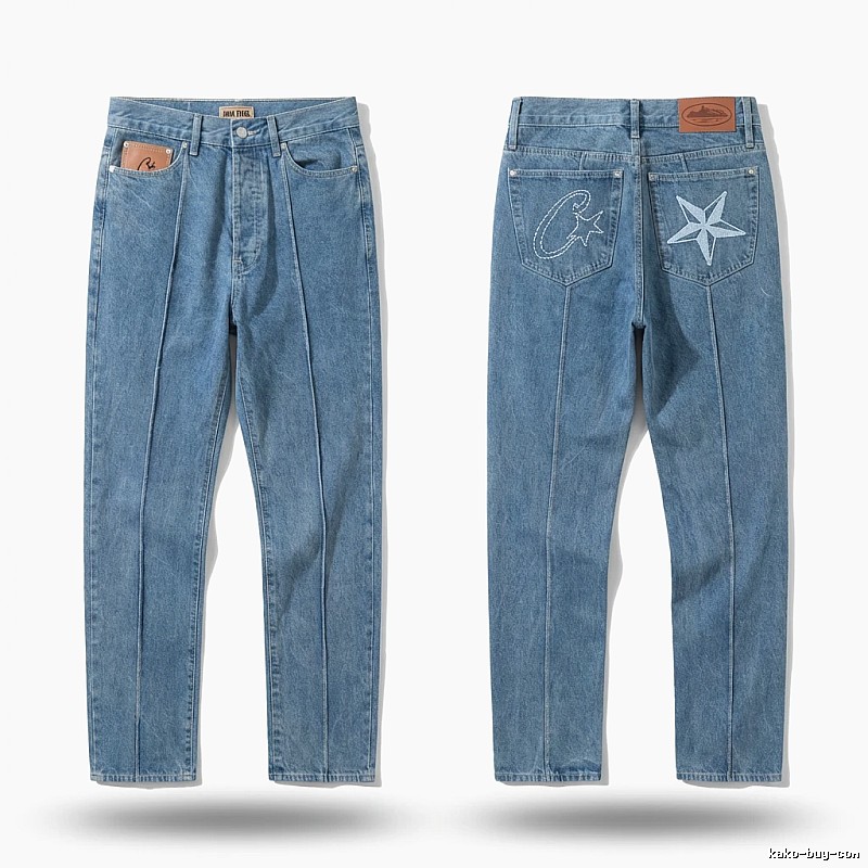 Corteiz star embroidery denim blue jeans