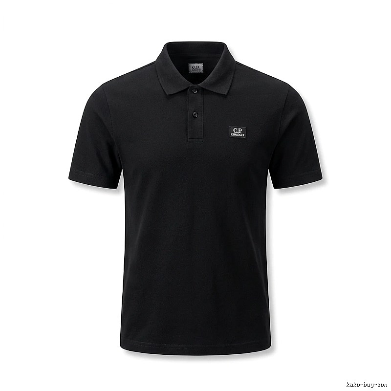 C.P. Simple Style Black Polo Shirt