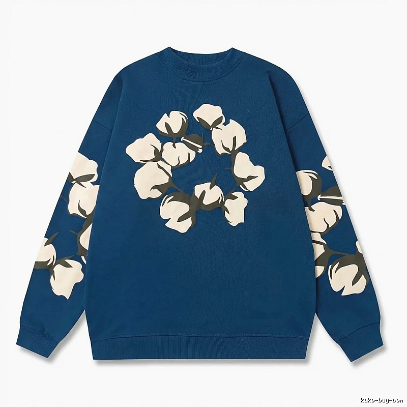 DENIM TEARS Cotton Retro Blue Sweatshirt
