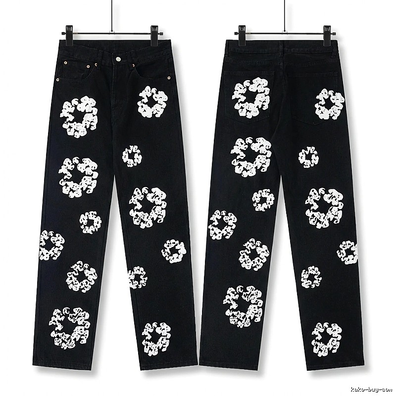 DENIM TEARS Printed Retro-Style Black Pants