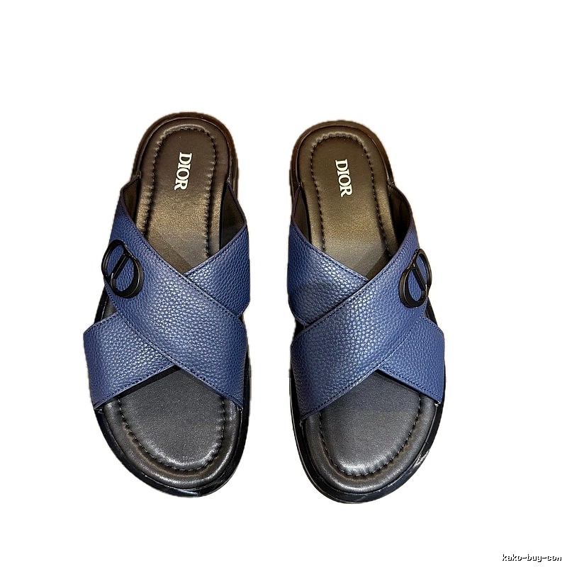 Dior Classic Collection Light Luxury Style Navy Blue Slides