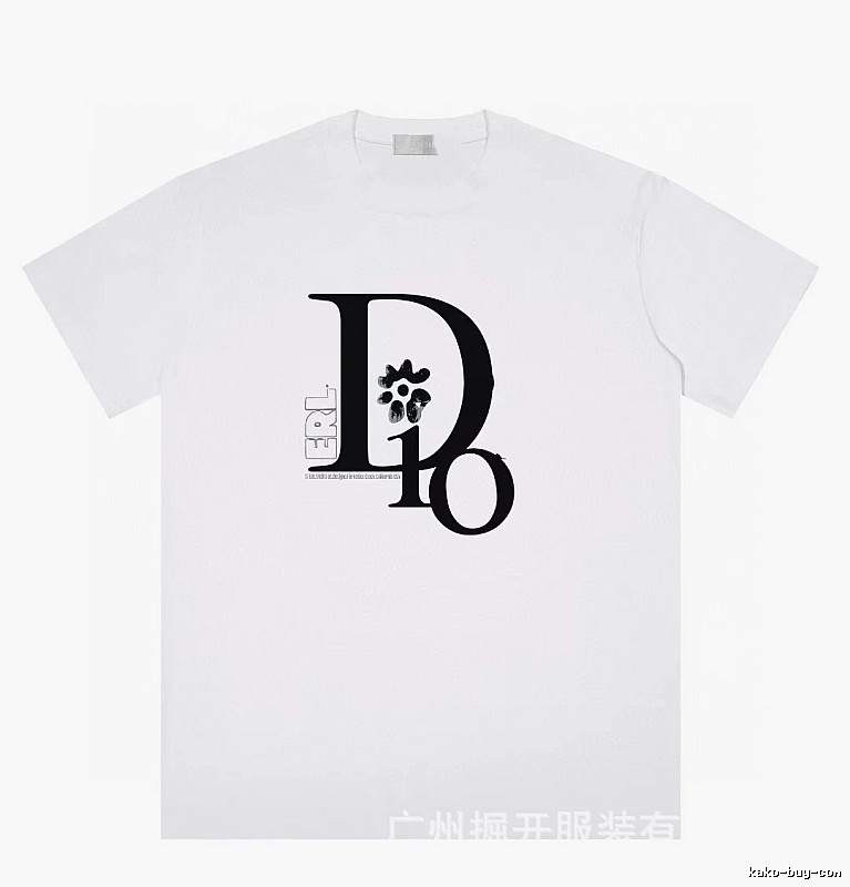 Dior Co-branded Trendy Style Printed White T-Shirt