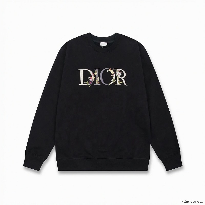 Dior Floral Alphabet Style Black Sweatshirt