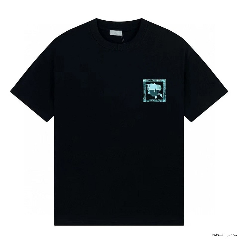 Dior Frame Print Trendy Style Black Short-sleeve T-shirt