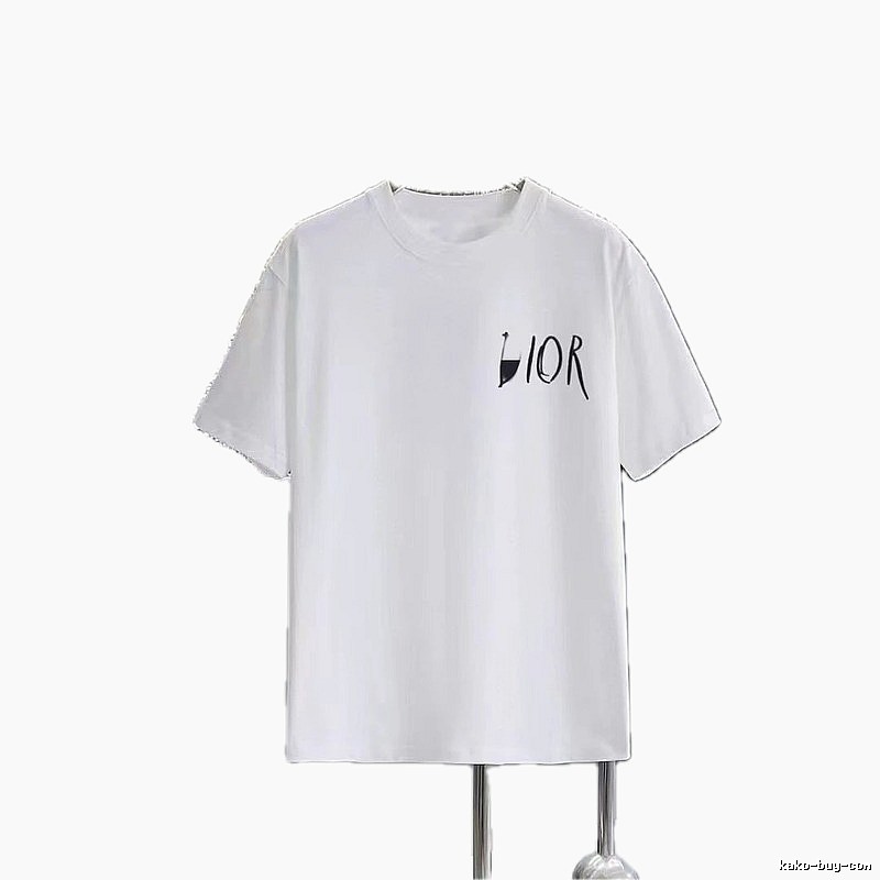 Dior Graffiti Casual Style White Short-sleeve T-shirt