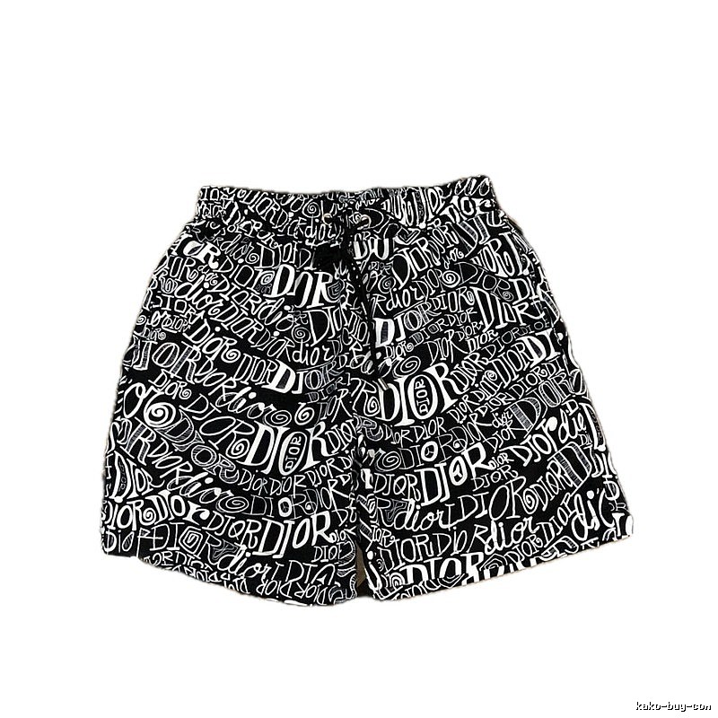 Dior Graffiti Collection Trendy Cool Style Black and White Shorts