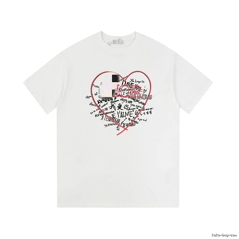 Dior Heart Graffiti Trendy Style White T-Shirt