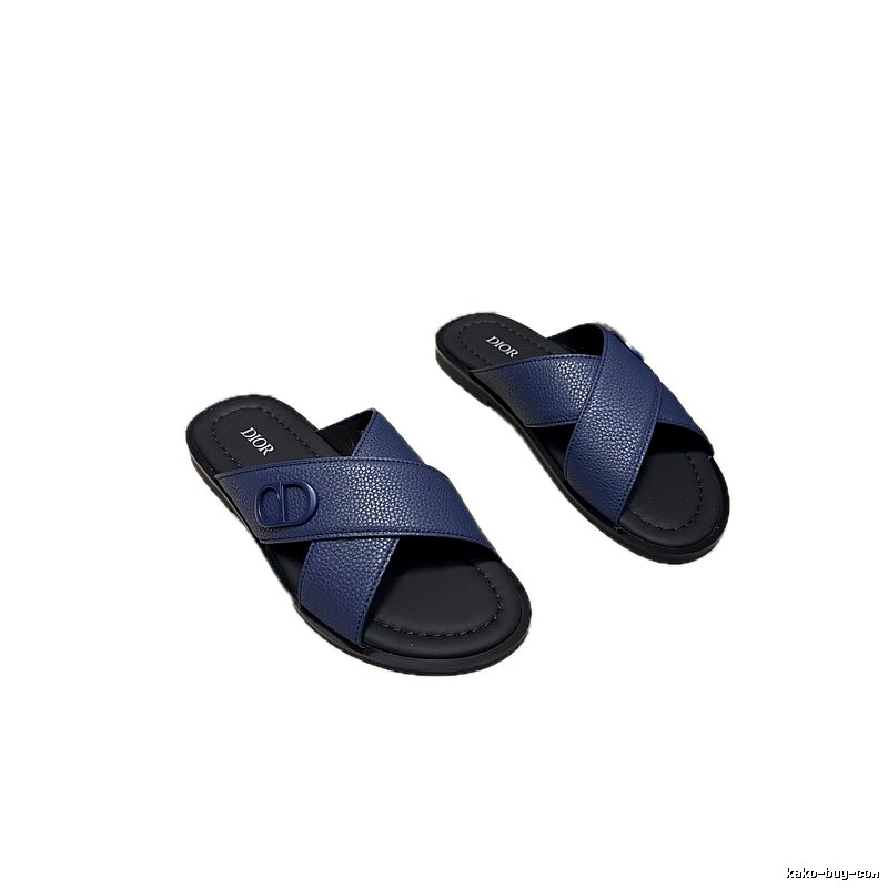 Dior Light Luxury Style Dark Blue Men's Slides