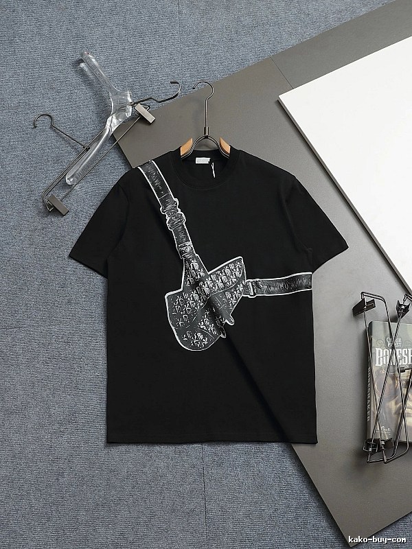 Dior Oblique Collection Streetwear Style Black Short-sleeve T-shirt