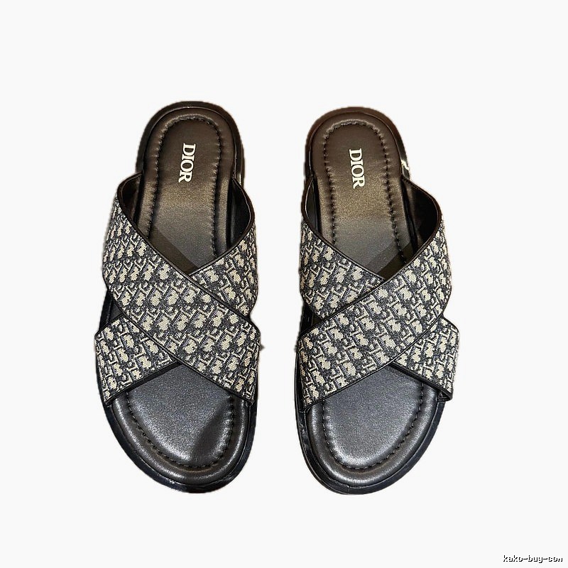 Dior Retro-style Monogram Black and Grey Slides