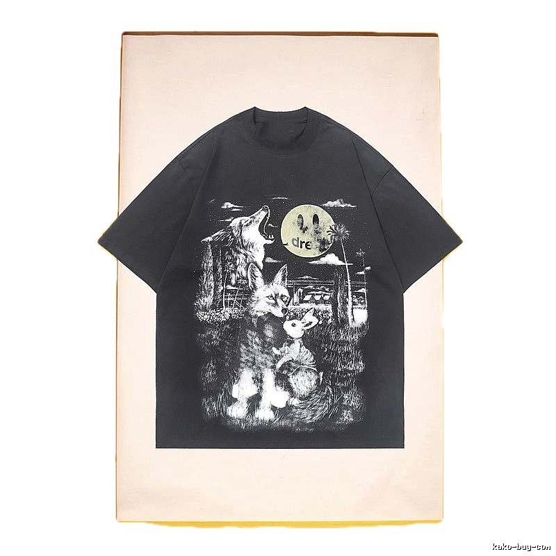 DREW Animal Print Street Style Black T-Shirt