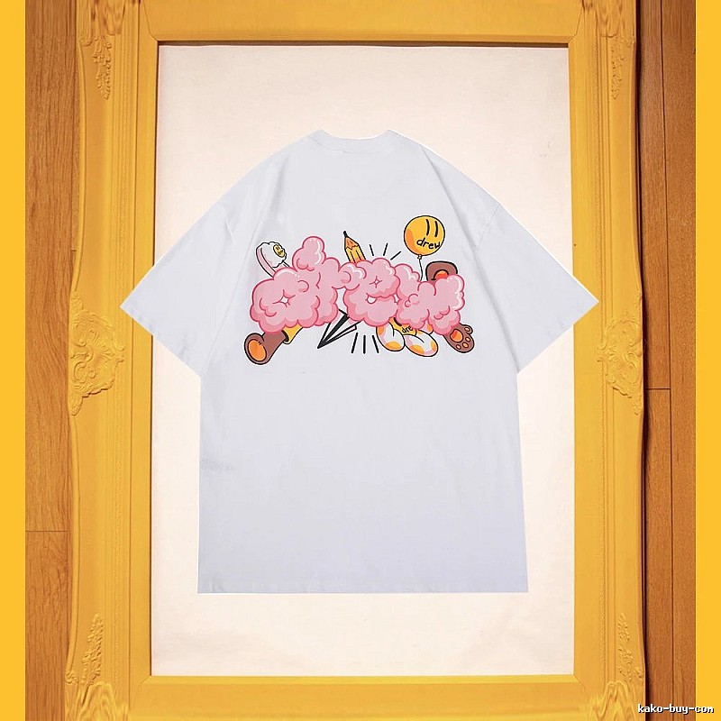 DREW Cloud Print Street Style White Short-sleeve T-shirt