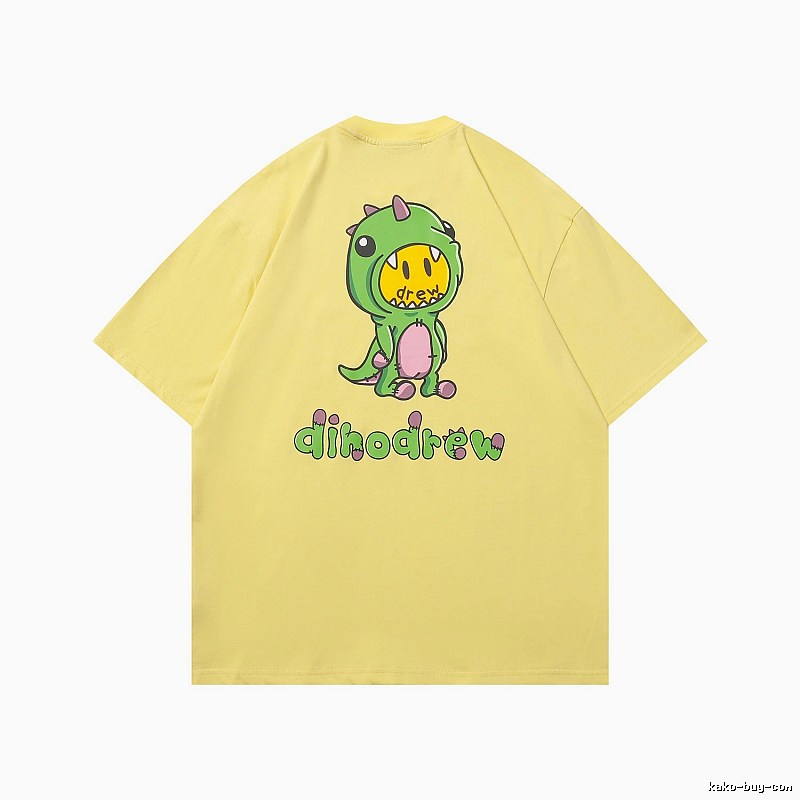 DREW Dinosaur Print Street Style Yellow Short-sleeve T-shirt