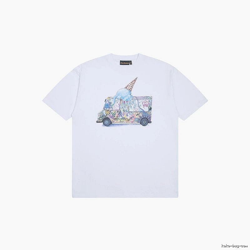 DREW Graffiti Ice Cream Truck Street Style White T-shirt