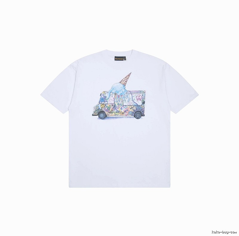 DREW Graffiti Style Ice Cream Truck White Short Sleeve T-shirt