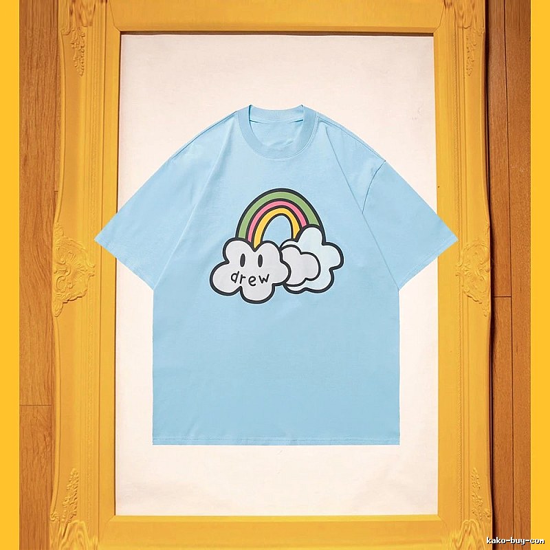 DREW Rainbow Cloud Casual Style Light Blue Short Sleeve T-Shirt