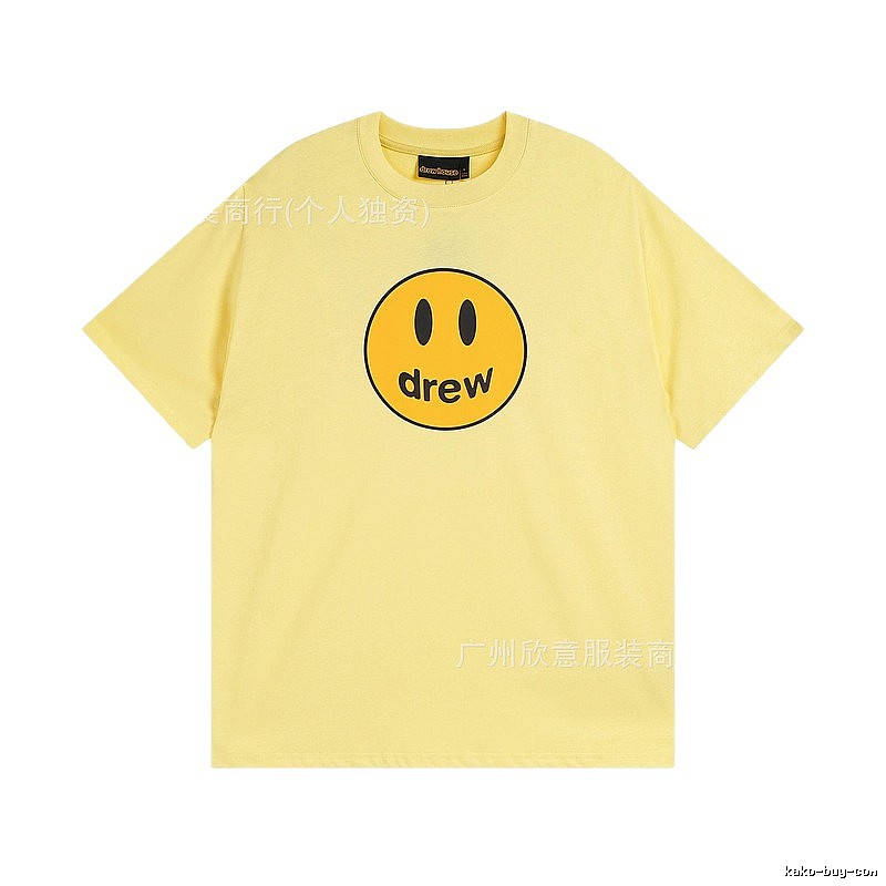 DREW Smiley Face Series Street Style Light Yellow T-shirt