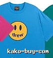 DREW Smiley Face Street Style Blue Short Sleeve T-Shirt
