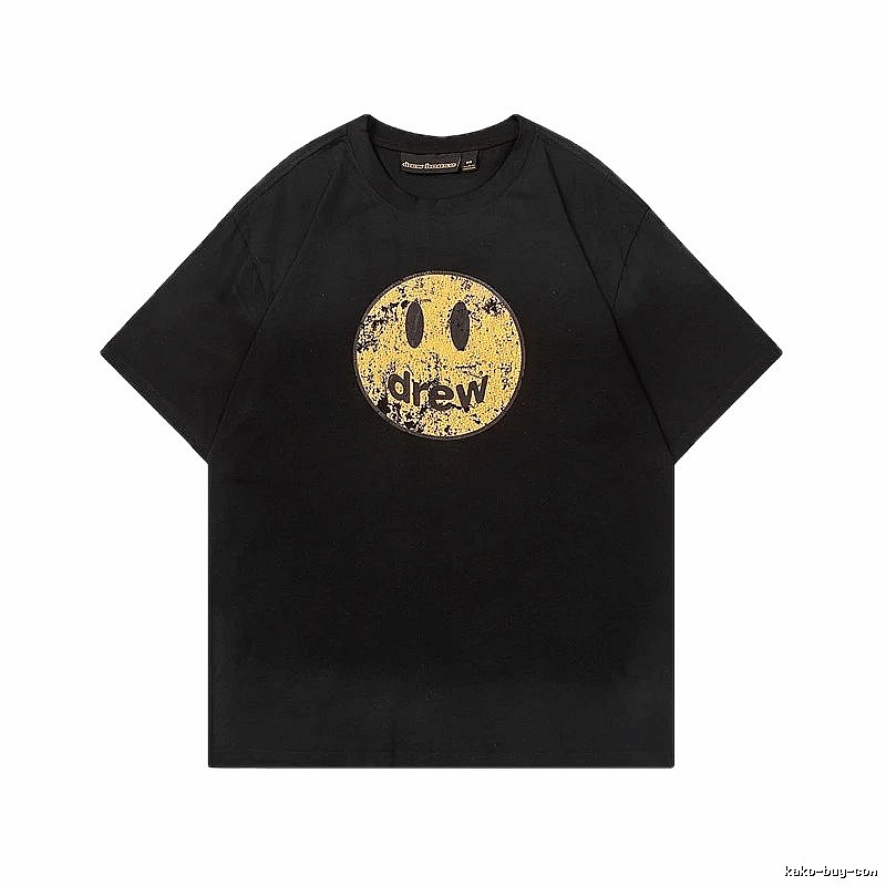 DREW Smiley Series Street Style Black T-shirt
