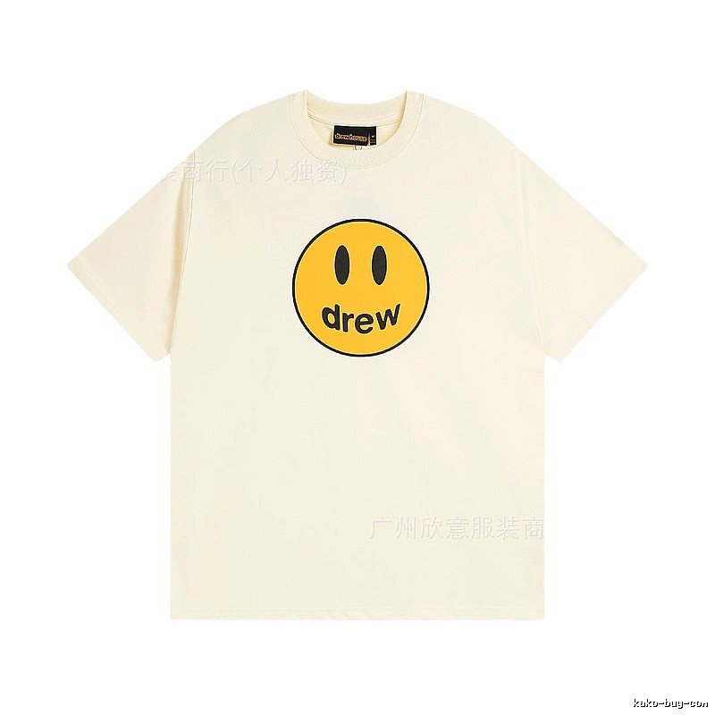 DREW Smiley Street Style Off-white Short Sleeve T-Shirt