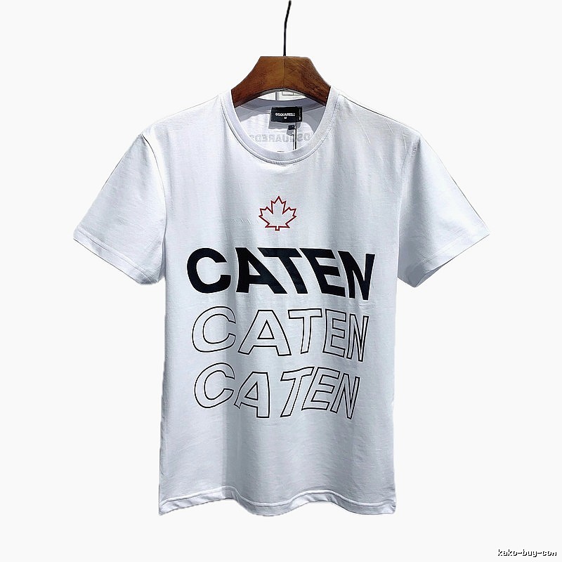 DSQ CATEN Letter Print Trendy Brand White Short Sleeve T-Shirt