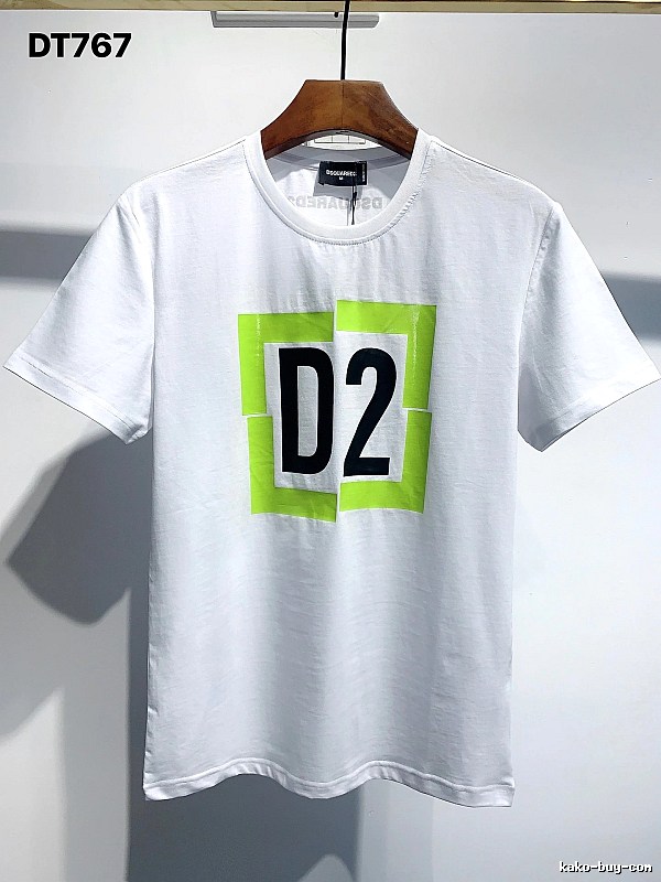DSQ D2 Streetwear Brand White Casual Short-sleeve T-shirt