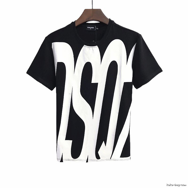 DSQ Large Letter Street Style Black and White Short Sleeve T-Shirt
