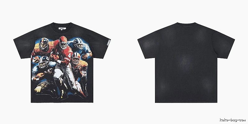 DUAA Rugby Print Retro Black T-Shirt