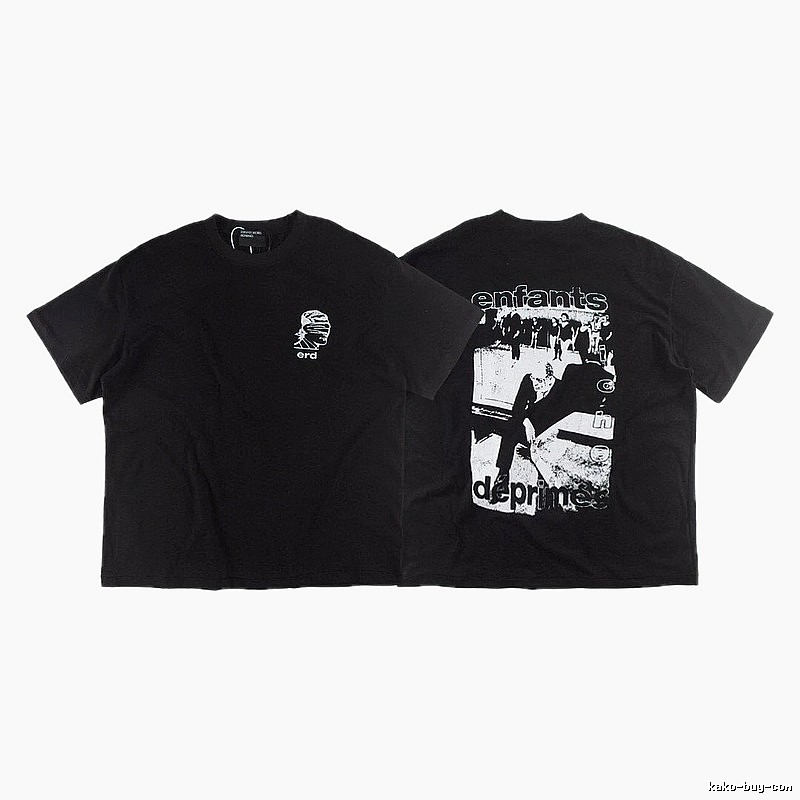 ERD Portrait Print Dark Style Black Short-sleeve T-shirt