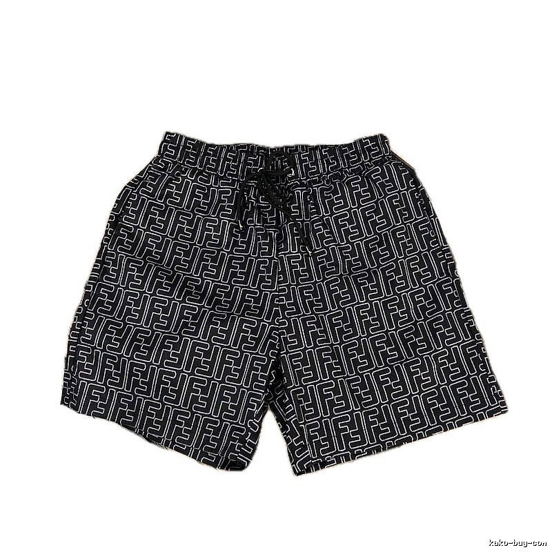 Fendi Double F Collection Vintage Monogram Style Black Shorts
