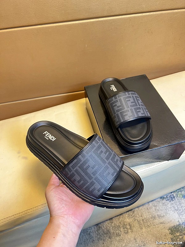 Fendi Double F Monogram Vintage Black and Grey Slippers