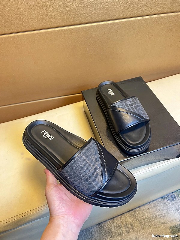 Fendi FF Monogram Casual Black Slide Sandals