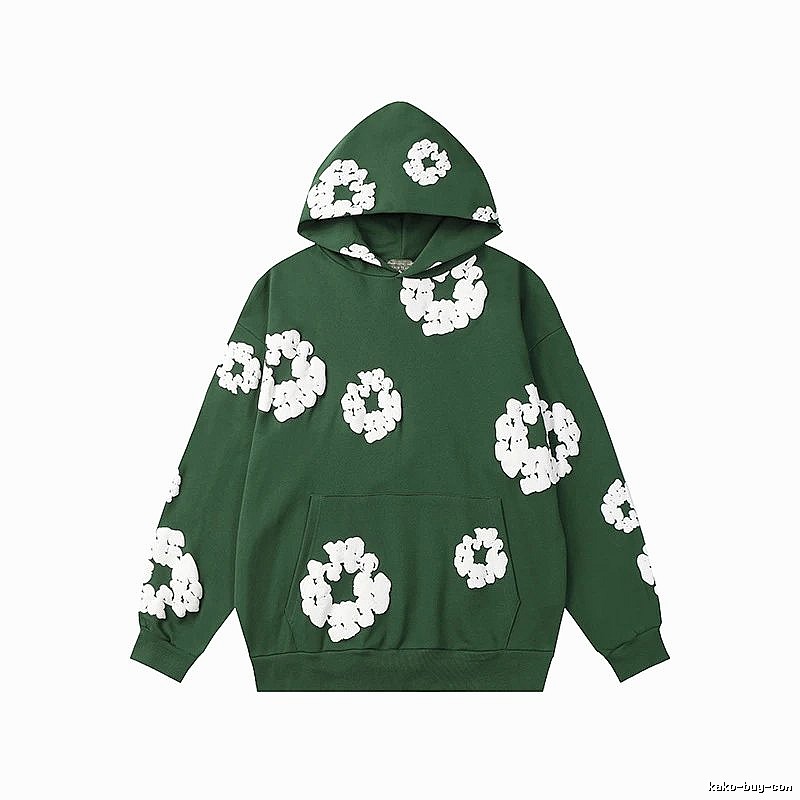 Forest Green Floral Hoodie Streetwear Look